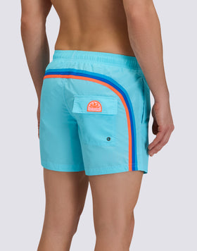 MAILLOT DE BAIN COURT EN TAFFETAS POUR HOMME, À TAILLE ÉLASTIQUE ET À L'EMBALLAGE ÉLASTIQUE