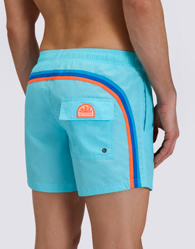 MAILLOT DE BAIN COURT EN TAFFETAS POUR HOMME, À TAILLE ÉLASTIQUE ET À L'EMBALLAGE ÉLASTIQUE