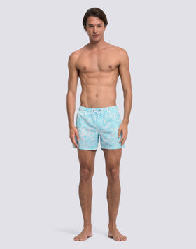 MAILLOT DE BAIN COURT POUR HOMME AVEC TAILLE ÉLASTIQUE ET IMPRIMÉ HIBISCUS D'ARCHIVES SK23