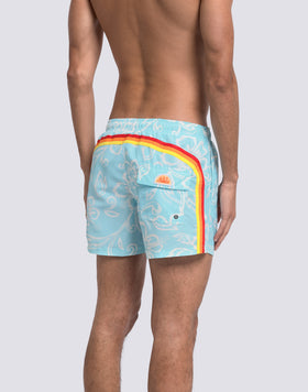 MAILLOT DE BAIN COURT POUR HOMME AVEC TAILLE ÉLASTIQUE ET IMPRIMÉ HIBISCUS D'ARCHIVES SK23