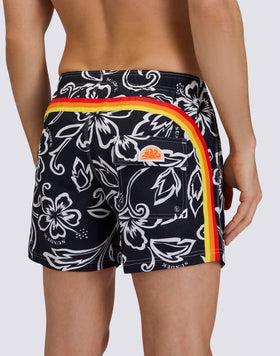 MAILLOT DE BAIN COURT POUR HOMME AVEC TAILLE ÉLASTIQUE ET IMPRIMÉ HIBISCUS D'ARCHIVES SK23