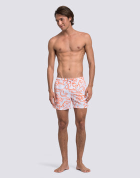 MAILLOT DE BAIN COURT POUR HOMME AVEC TAILLE ÉLASTIQUE ET IMPRIMÉ HIBISCUS D'ARCHIVES SK23