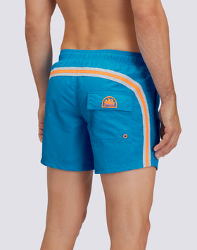 MAILLOT DE BAIN TAILLE COURTE ÉLASTIQUÉE TAFFETAS ICONIQUE ARC-EN-CIEL 2 COULEURS
