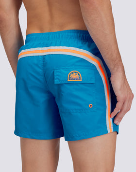 MAILLOT DE BAIN TAILLE COURTE ÉLASTIQUÉE TAFFETAS ICONIQUE ARC-EN-CIEL 2 COULEURS