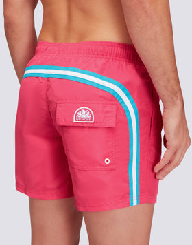 MAILLOT DE BAIN TAILLE COURTE ÉLASTIQUÉE TAFFETAS ICONIQUE ARC-EN-CIEL 2 COULEURS