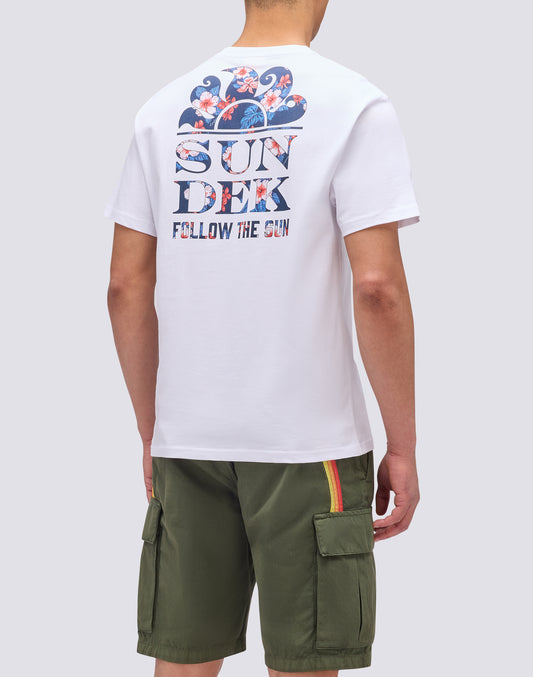 T-SHIRT WITH PALM TRIPS SK23 HIBISCUS PRINT