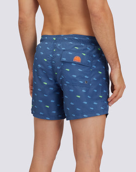 SHORT DE BAIN COURT À TAILLE ÉLASTIQUE AVEC IMPRIMÉ MONOGRAM 2 EN POLY RECYCLÉ