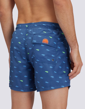 SHORT DE BAIN COURT À TAILLE ÉLASTIQUE AVEC IMPRIMÉ MONOGRAM 2 EN POLY RECYCLÉ