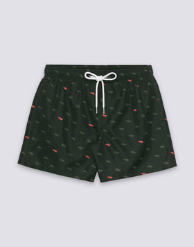 MAILLOT DE BAIN COURT À TAILLE ÉLASTIQUE À IMPRIMÉ MONOGRAMME EN POLY RECYCLÉ