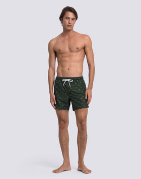 MAILLOT DE BAIN COURT À TAILLE ÉLASTIQUE À IMPRIMÉ MONOGRAMME EN POLY RECYCLÉ