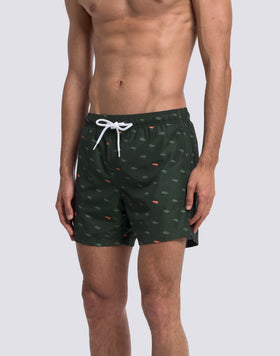MAILLOT DE BAIN COURT À TAILLE ÉLASTIQUE À IMPRIMÉ MONOGRAMME EN POLY RECYCLÉ