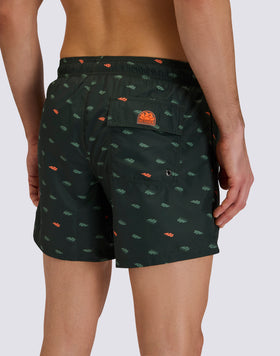 MAILLOT DE BAIN COURT À TAILLE ÉLASTIQUE À IMPRIMÉ MONOGRAMME EN POLY RECYCLÉ