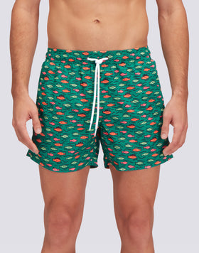 TRAJE DE BAÑO CORTO CON CINTURA ELÁSTICA Y ESTAMPADO FISHBALL DE POLIÉSTER RECICLADO