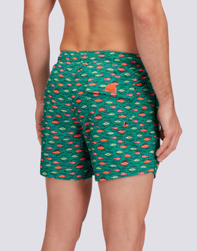 TRAJE DE BAÑO CORTO CON CINTURA ELÁSTICA Y ESTAMPADO FISHBALL DE POLIÉSTER RECICLADO