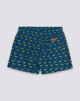 MEN'S SHORT SWIMSUIT WITH ELASTIC WAIST AND FISHAZ PRINT IN RECYCLED POLY