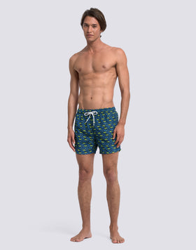 Maillot de bain court pour homme avec taille élastique et imprimé Fishaz en polyester recyclé