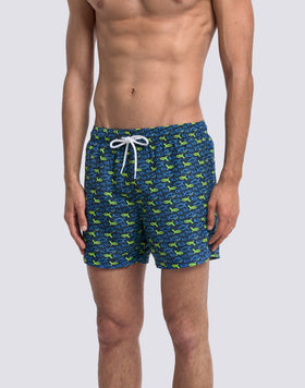 Maillot de bain court pour homme avec taille élastique et imprimé Fishaz en polyester recyclé