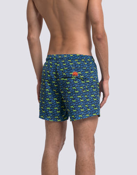 Maillot de bain court pour homme avec taille élastique et imprimé Fishaz en polyester recyclé