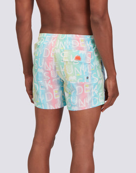 RECYCLED POLY SHORT SWIMSHORTS WITH ELASTIC WAIST SUMMERPAY PRINT