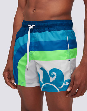 REPREVE® TRAJE DE BAÑO CORTO CON CINTURA ELÁSTICA Y SUN COLORS ESTAMPADO