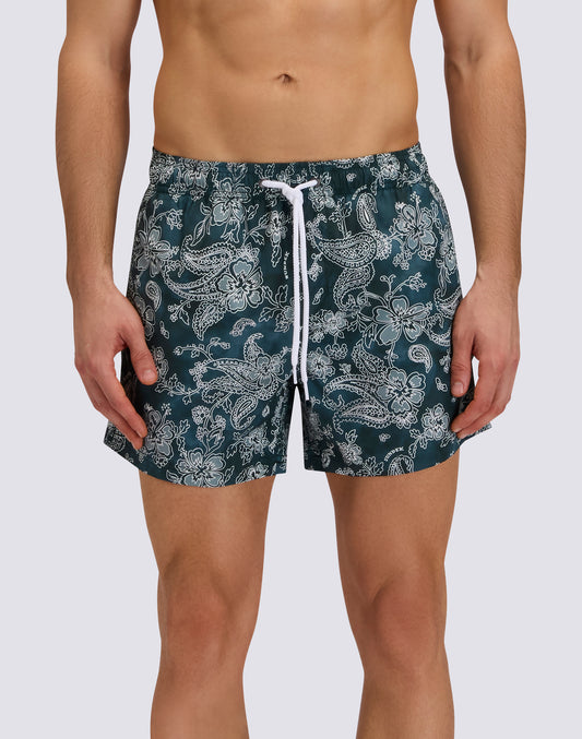 MAILLOT DE BAIN SHORT HOMME AVEC TAILLE ÉLASTIQUÉE ET IMPRIMÉ HIBI PAISLEY EN POLYESTER RECYCLÉ