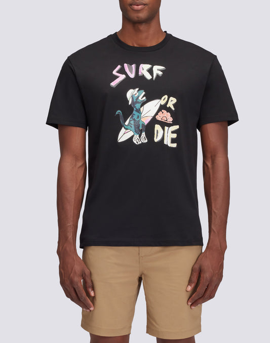 T-SHIRT CON STAMPA D'ARCHIVIO SURF OR DIE