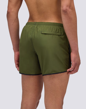 MAILLOT DE BAIN COURT AVEC TAILLE ÉLASTIQUÉE ET FENTES LATÉRALES RONDES