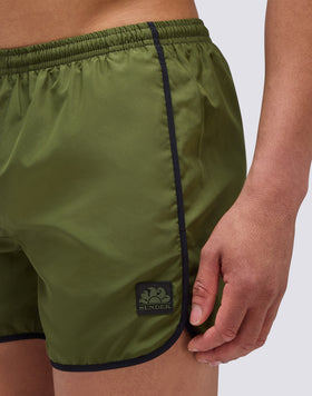 MAILLOT DE BAIN COURT AVEC TAILLE ÉLASTIQUÉE ET FENTES LATÉRALES RONDES