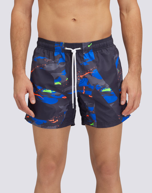 REPREVE® TRAJE DE BAÑO CORTO CON CINTURA ELÁSTICA Y MACRO LOGO ESTAMPADO