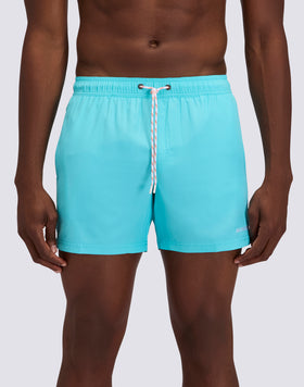 SHORT SWIM SHORTS WITH ELASTIC WAISTBAND IN REPREVE® RECYCLED POLYESTER