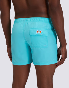 SHORT SWIM SHORTS WITH ELASTIC WAISTBAND IN REPREVE® RECYCLED POLYESTER