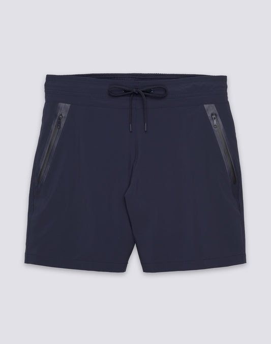 MEN'S MID-LENGTH SEMI-ELASTIC WAISTED STRETCH SWIMSUIT WITH HEAT-SEALED POCKET