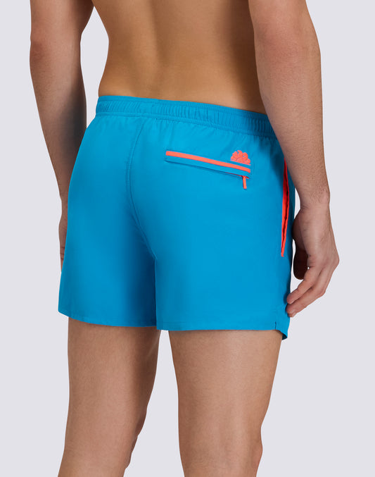 MAILLOT DE BAIN COURT À TAILLE ÉLASTIQUE AVEC PIPING EN POLYESTER RECYCLÉ REPREVE®