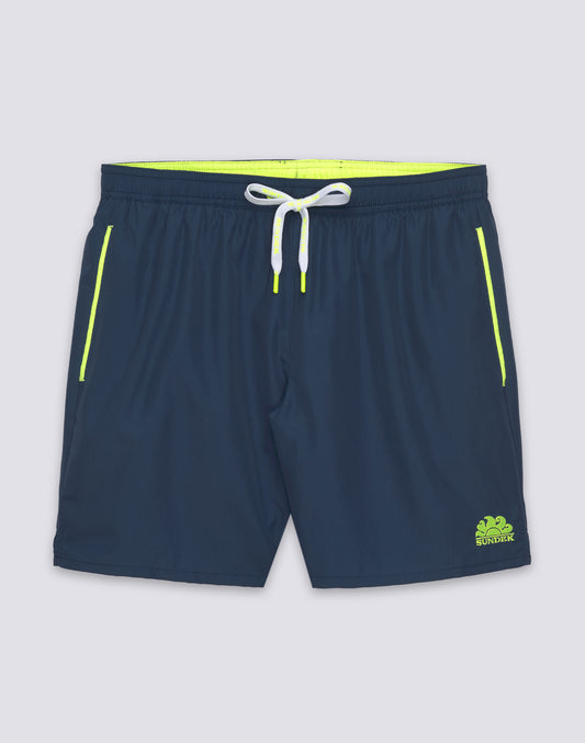 MEN'S LONG-SLEEVE ELASTIC WAIST SWIMSHORTS WITH PIPING IN REPREVE® RECYCLED POLYESTER