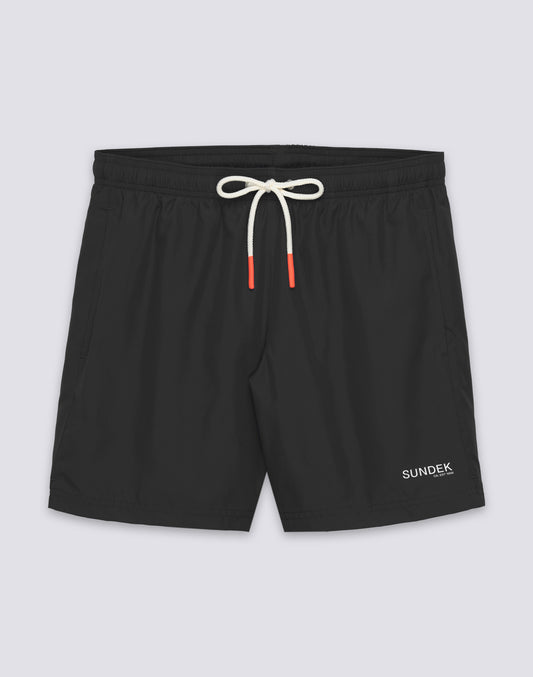 MAILLOT DE BAIN MI-LONG À TAILLE ÉLASTIQUE EN POLYESTER RECYCLÉ REPREVE® AVEC DÉTAIL TRICOLORE