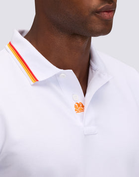 BRICE COTTON PIQUÉ POLO SHIRT WITH TRICOLOUR DETAILS
