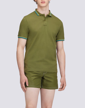 BRICE COTTON PIQUÉ POLO SHIRT WITH TRICOLOUR DETAILS