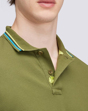 BRICE COTTON PIQUÉ POLO SHIRT WITH TRICOLOUR DETAILS