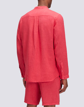 CAMICIA IN LINO IN TINTO CAPO CON COLLO ALLA COREANA