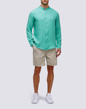 CAMICIA IN LINO CON COLLO ALLA COREANA
