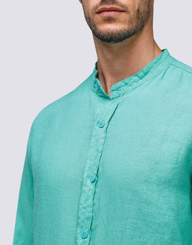 CAMICIA IN LINO CON COLLO ALLA COREANA