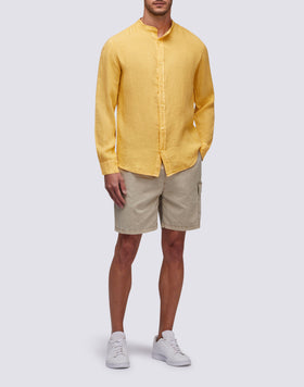 CAMICIA IN LINO CON COLLO ALLA COREANA