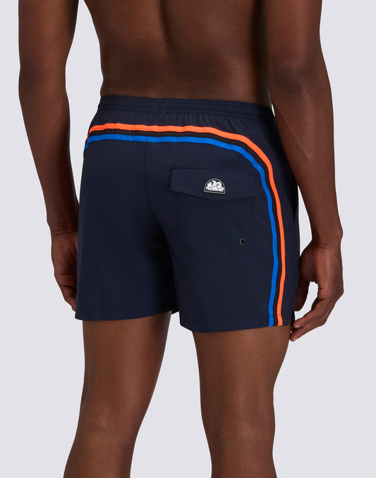 COSTUME DA BAGNO UOMO CON TESSUTO STRETCH A VITA ELASTICATA E CON CUSTODIA REMOVIBILE