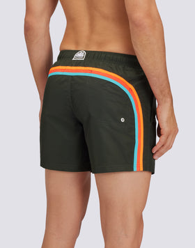 MAILLOT DE BAIN COURT À TAILLE ÉLASTIQUÉE EN TAFFETAS ICONIQUE AVEC POCHETTE