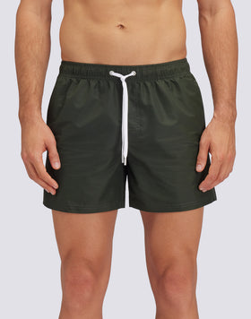 MAILLOT DE BAIN COURT À TAILLE ÉLASTIQUÉE EN TAFFETAS ICONIQUE AVEC POCHETTE