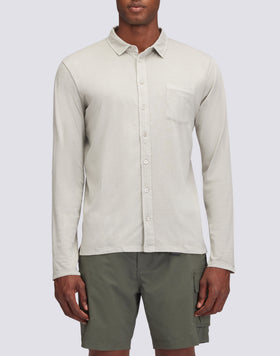 CHEMISE EN JERSEY DE COTON TEINT DANS LA MASSE