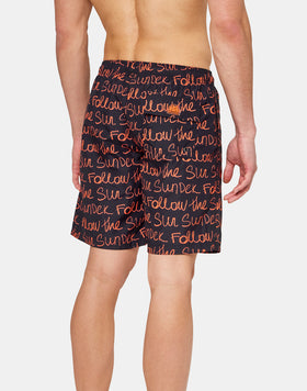 LONG SWIM SHORTS WITH AN ELASTICATED WAISTBAND FOLLOW THE SUN PRINT