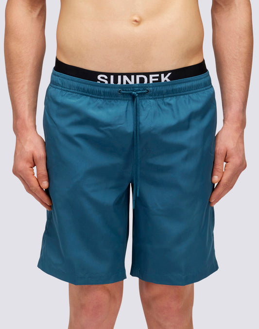 TRAJE DE BAÑO LARGO CINTURA ELÁSTICA CON LOGO LIGHT POLY