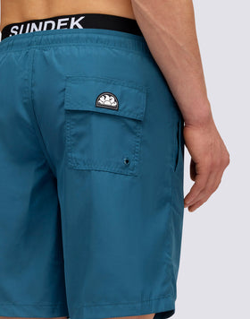 TRAJE DE BAÑO LARGO CINTURA ELÁSTICA CON LOGO LIGHT POLY