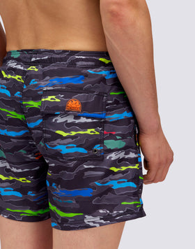 SHORT SWIMSHORTS WITH ELASTIC WAIST HAPPY CAMOU PRINT